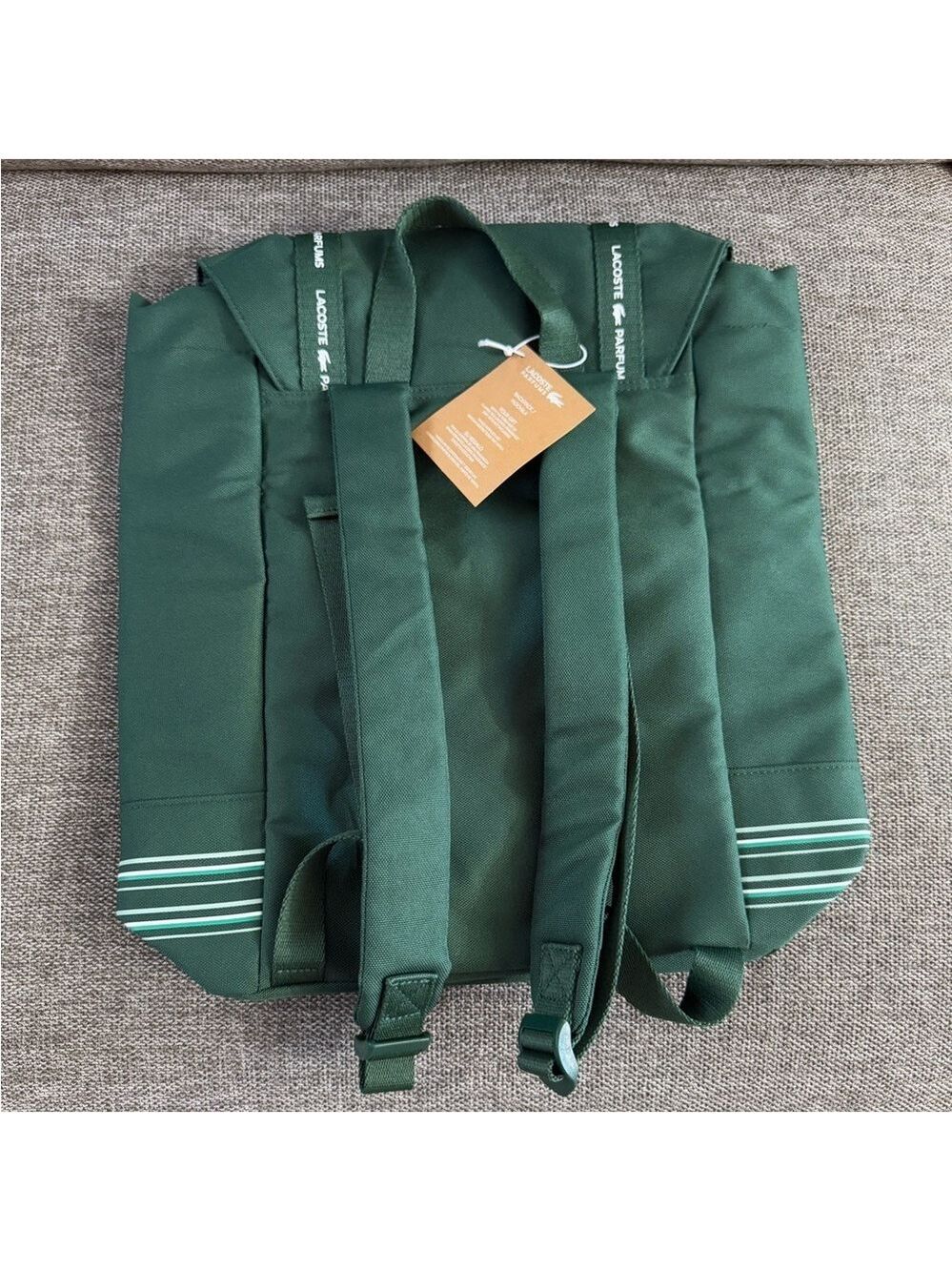 Lacoste Parfums Men's Drawstring Backpack Green Authentic New - Picture 8 of 15